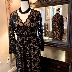 Elegant Black Lace Overlay Dress